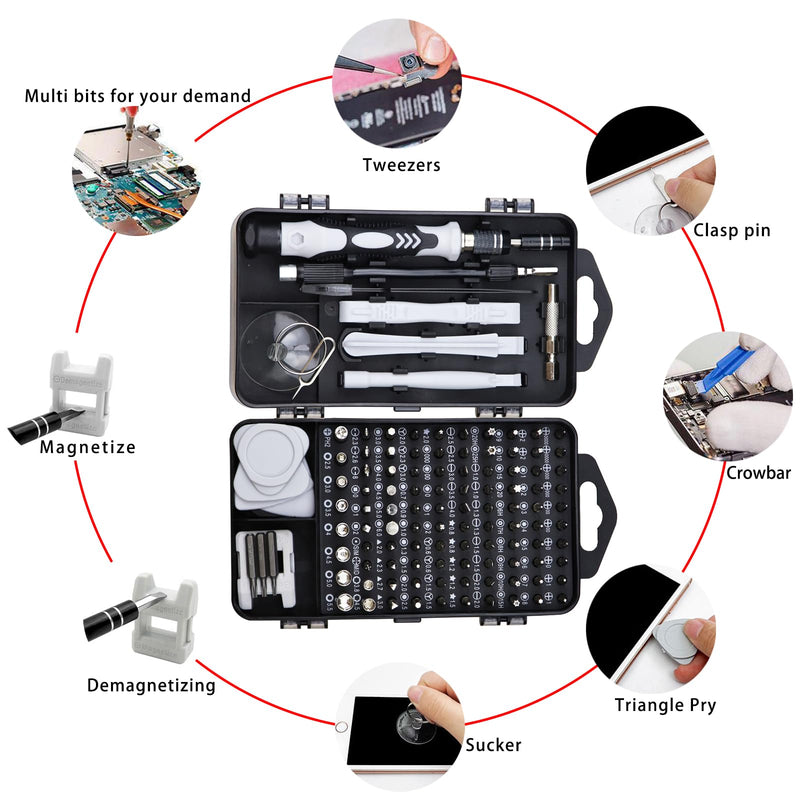122 in 1 Precision Screwdriver Set Magnetic Professional Computer Repair Tool Kit Small Electronic Screwdriver Set for Phone, PC, Watch, Game Console, Tablet, Camera, Modding, and DIY Projects
