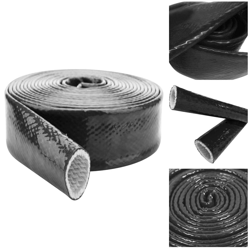 Insulation Heat Shielded Fire Thermo Armor Fire Sleeve Silicone Coated Fiberglass Heat Protection for Automotive Hose Lines & Electrical Wiring-（Black 3/4" ID x5FT） Black 3/4" ID x 5FT