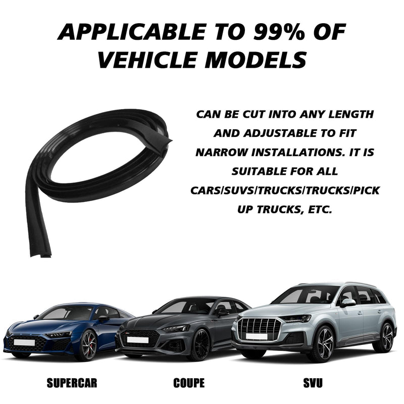 1.7M/ 5.6Ft Windshield Cowl Rubber Seal Strip, H-Shape Black Molding Trim Strips for Most Cars Trucks SUVs