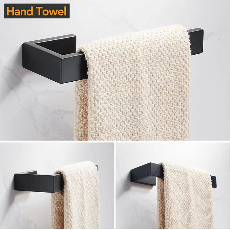 JOPOFI Hand Towel Holder, Towel Ring - Thicken Stainless Steel Towel Holder for Bathroom wall, 8" Rectangular Modern Design Hand Towel Bar, Contemporary Hand Towel Rack - Matte Black 1PCS