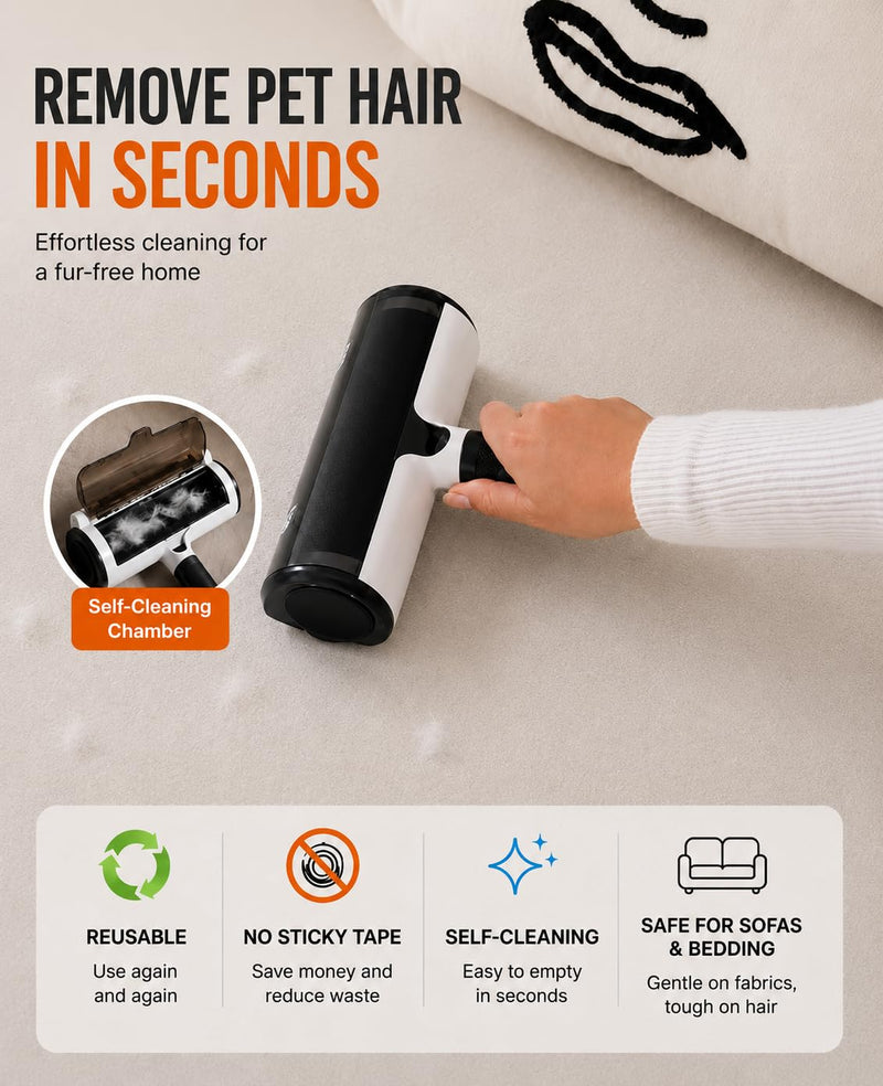 'Kin Pet Hair – Ultimate Pet Hair Removal Kit | Reusable Pet Hair Roller, Hair Removal Glove & Scraper for Dog & Cat Hair from Sofas, Carpets, Furniture & Car Interiors | Complete reusable pet hair remover kit with roller, glove, scraper and cotton sto...