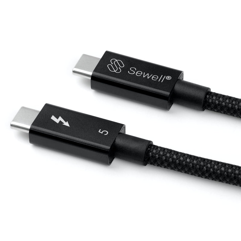 Sewell Thunderbolt 5 Cable [Intel Certified], 80Gbps/120Gbps Bandwidth Boost, 240W Charging, Dual 8K Displays, Braided 3.3 ft (1m) USB-C, Compatible with MacBook, USB4, and Thunderbolt 4/3 3.3 Feet