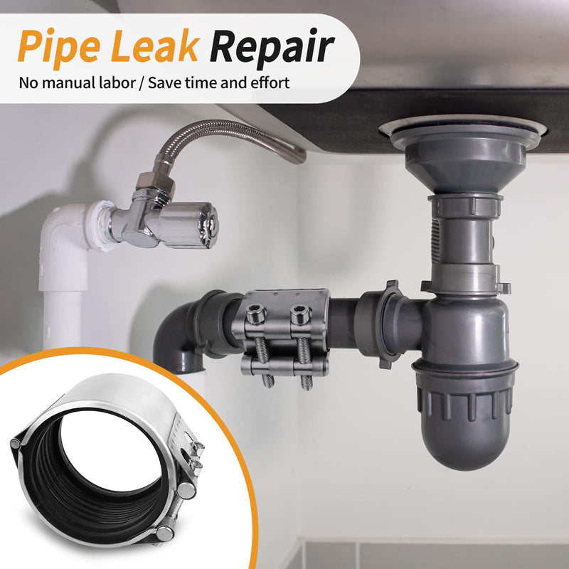 Pipe Repair Clamp Kit -3 Inch 74mm-79mm High Pressure Resistant Pipe Coupling Clamp for Plastic&Metal Pipes, Emergency Duty Leak Sealer with Stainless Steel, Quick Fix for Water/Gas/Oil Lines 3 inch /74mm-79mm