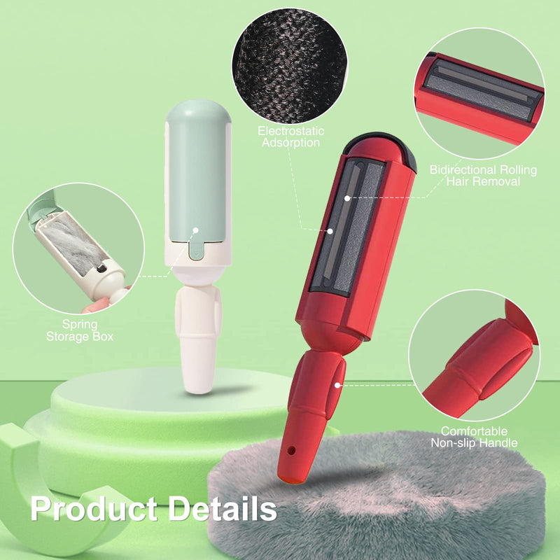71Nmly 2pcs Pet Hair Remover Roller,Reusable Animal Hair Remover Brush,Pet Fur Remover for Dog Cats,Easy to Clean Fixed Areas Pet Fur for Bedding,Sofa,Carpets, Furniture, Clothes etc Red+Green