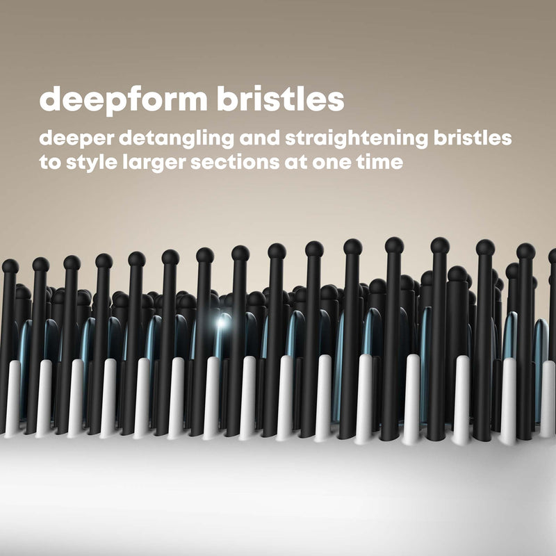  [AUSTRALIA] - REVAMP Deepform Ceramic Straightening Brush - Hair Straightening Paddle Hot Brush, Ionic Technology, Extra Long Heated Bristles for Frizz Free Hair, Oil Infused for Salon Professional Shine, White