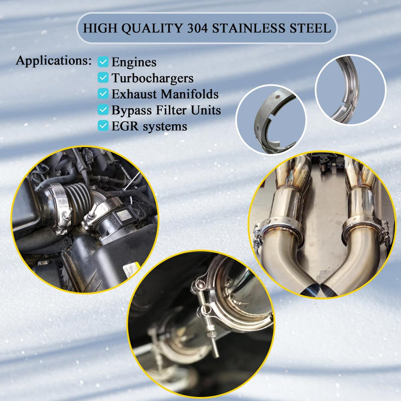 4 Inch Exhaust V band Clamp 304 Stainless Steel V-Clamp for 4" OD Flange Kits 4 Inch(no flanges)