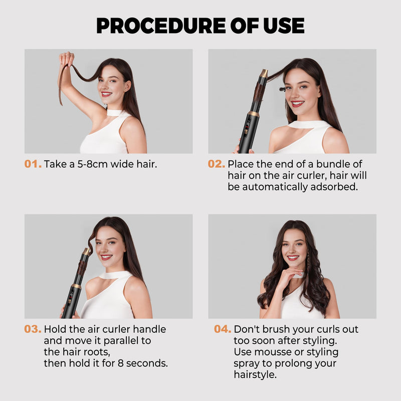 OKWRAP Airbrush 5 in 1 Airstyler 5 in 1 LCD Hair Styler | AirStyler Set Multi-Blow Dryer Brush Set with Curl, Straighten, Wavy, Smooth, Magic Styler for All Hair Types and Lengths Black