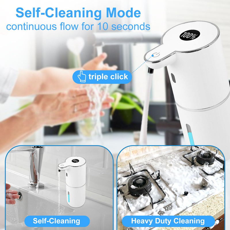 Automatic Soap Dispenser,6-Level Foaming Hand Soap Dispenser,Touchless Dish Soap Dispenser for Kitchen Bathroom,Ipx5 Waterproof,1200mah Rechargeable,12.8oz/380ml,Wall Mount & Countertop White