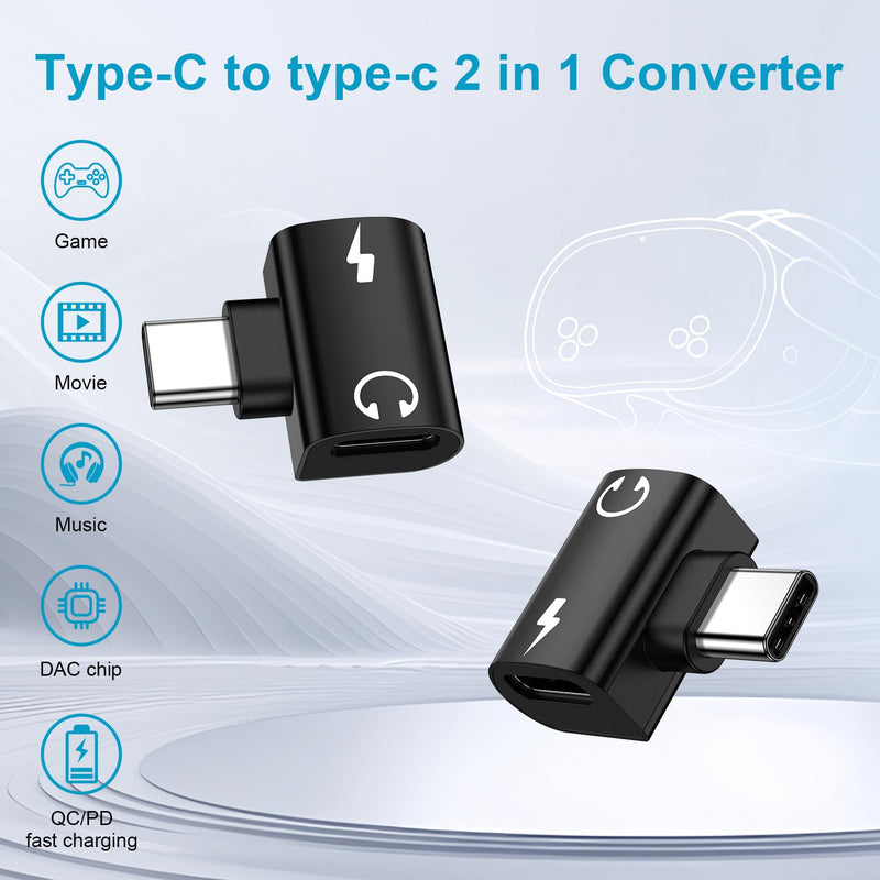USB C Samsung Headphone and Charger Adapter 2in1 Type C to USB C Audio Jack | PD 60W Fast Charging Aux Dongle Cable Conventor for Galaxy S26/A17/A16/A15/5G/A36/A56/S25 Ultra iPhone 17e/17/16 Pro Max black