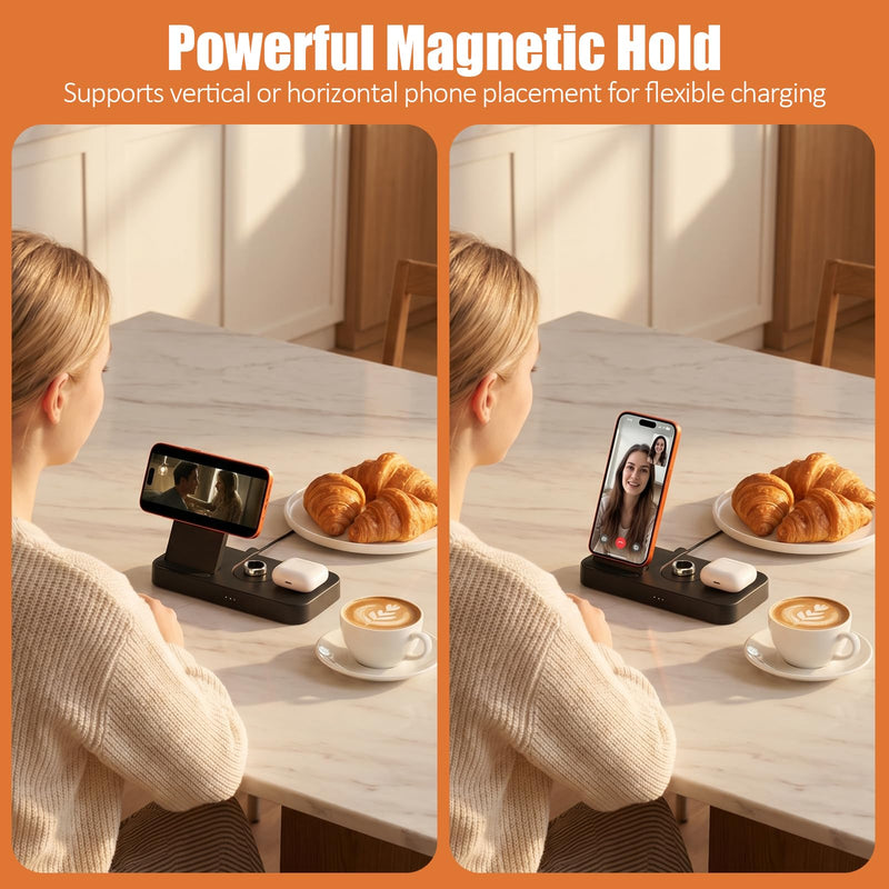 4 in 1 Charging Stand for Oura Ring Gen 3 Charger (Oura Ring Charger NOT Included), Fast Charger for iPhone, Apple Watch, AirPods, Magnetic Charger for Samsung Galaxy