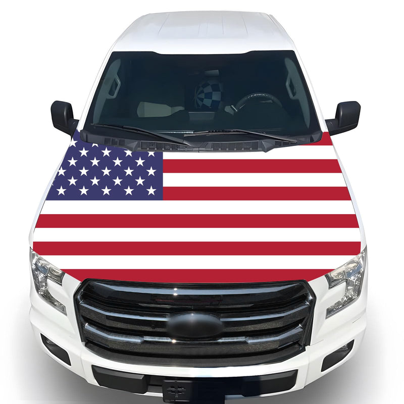 American Hood Flag Cover - 59x51 in Car Hood Cover American Flag for Car Decor, Patriotic Car American Flag with 2 Pack Adjustable Triangular Fasteners Colorful