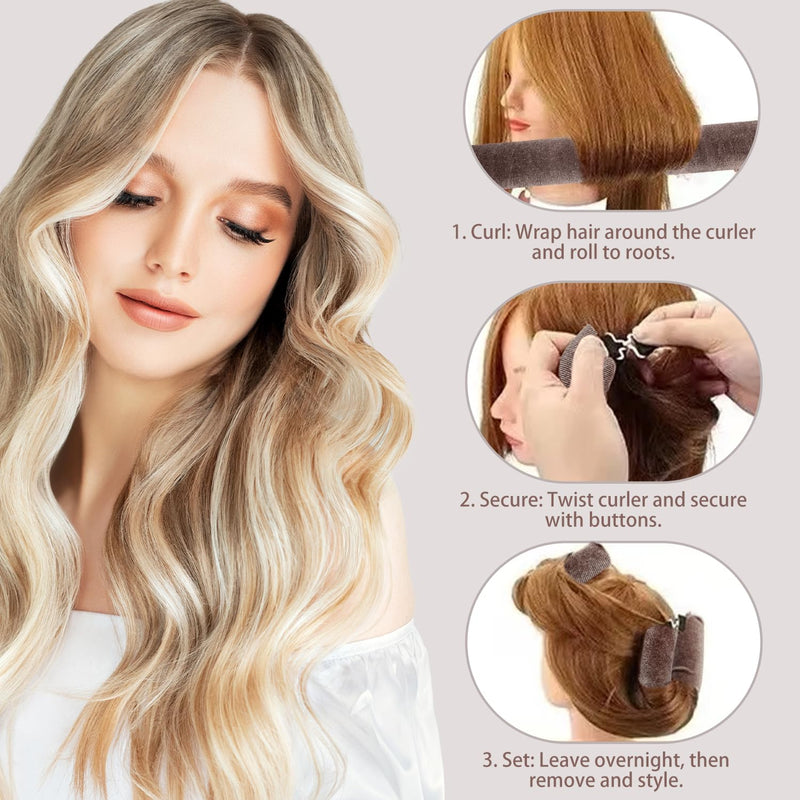 3 Pcs Heatless Curlers Headband Hair Styling Set - No Heat Blowout Rods for Long Short Wavy Hair DIY Styling (Brown) (Pack of 2) Brown 1 count (Pack of 6)