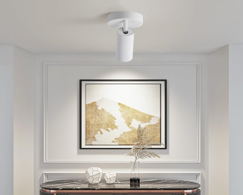 White Ceiling Spotlight Indoor Adjustable 1-Light Track Lighting with Flexibly Rotatable Light Head for Bedroom, Kitchen, or Living Room, GU10 Bulb not Included White