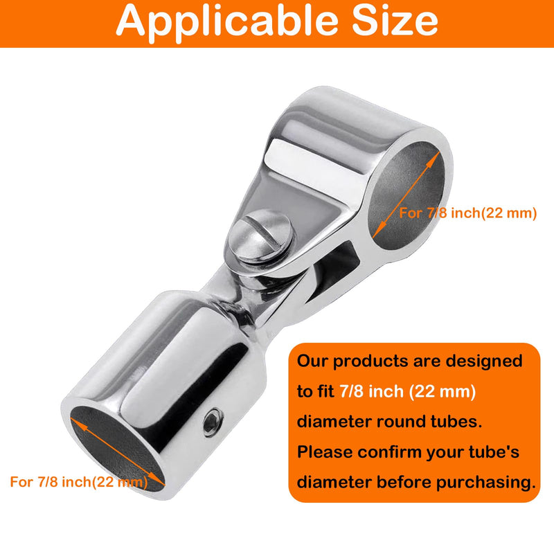Bimini Top Hardware, 2 Pairs Eye End Caps and Jaw Slide 316 Stainless Steel Boat Canopy Fittings Replacement Parts 7/8 inch 2 Pair