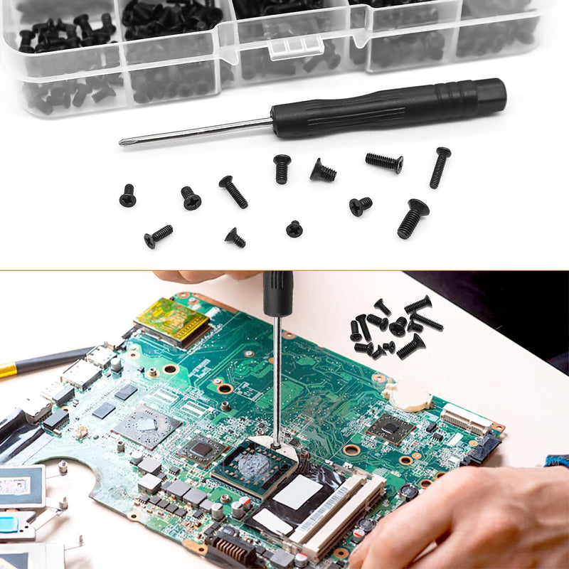 mankk 360PCS Laptop Screws 12 Sizes M2 M2.5 M3 Replacement Computer Tiny Screws Motherboard Screw with Screwdriver for Laptop PC Repair & DIY 360PCS-12 Size