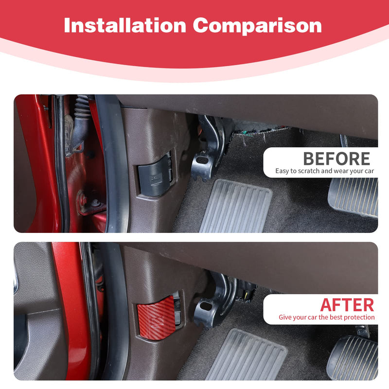for F150 Red Carbon Fiber Hood Release Switch Latch Trim Cover for Ford F150 2009 up Red Carbon Fiber Grain Interior Accessories