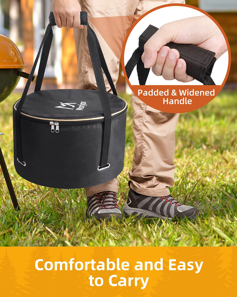 Morjor Dutch Oven Bag for 12 & 10 Inch Dutch Oven, Carry Bag with Extra Inner Crossed Straps & 2 Pockets 12 inch