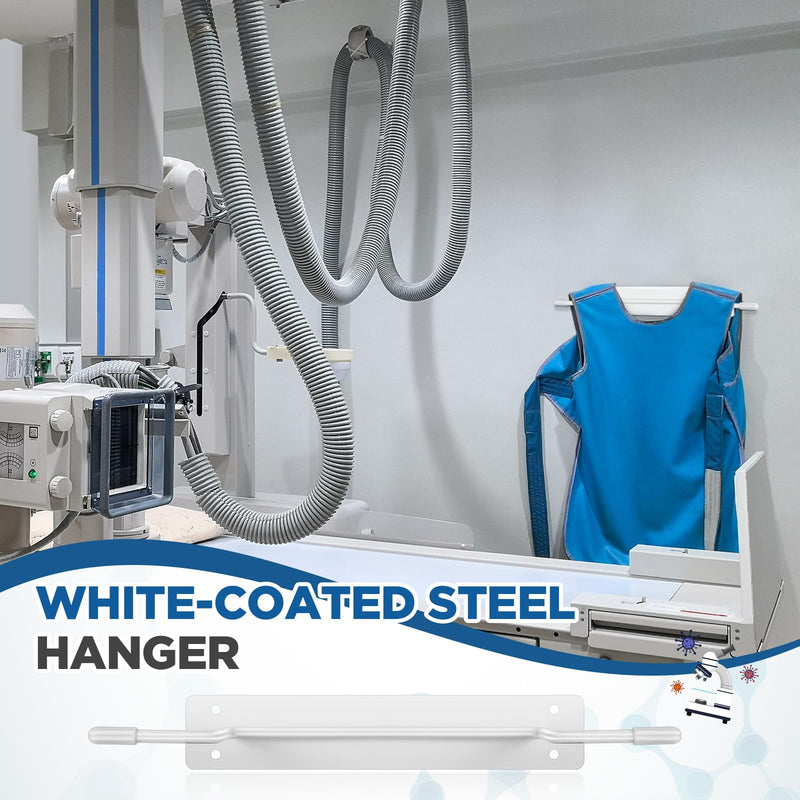 Zonon 2 Pcs X-Ray Apron Hanger 15 x 2 Inch White Coated Apron Rack for X-Ray Radiation, Stainless Steel, Wall Mount