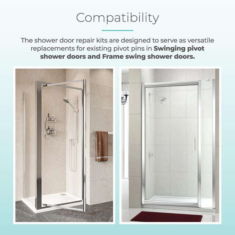 Shower Door Repair Kit with Pivot Bushing for Framed/Swing Shower Doors, Glass Door Pivot Hinge Pin Kit, Shower Door Replacement Parts