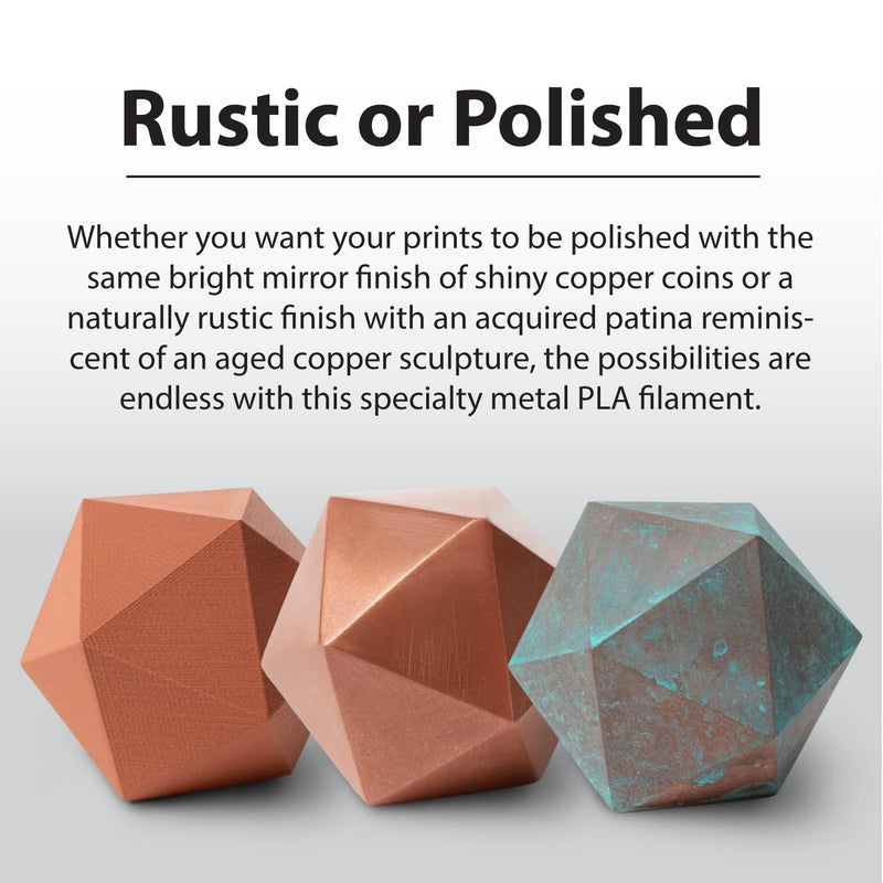 Protopasta Copper Filled PLA 3D Printer Filament | ProtoPlant Metal-Filled PLA Plastic Printer Filament with 60% Copper | Polish and Patina Friendly Metal Composite Filament | 500g Metallic Spool