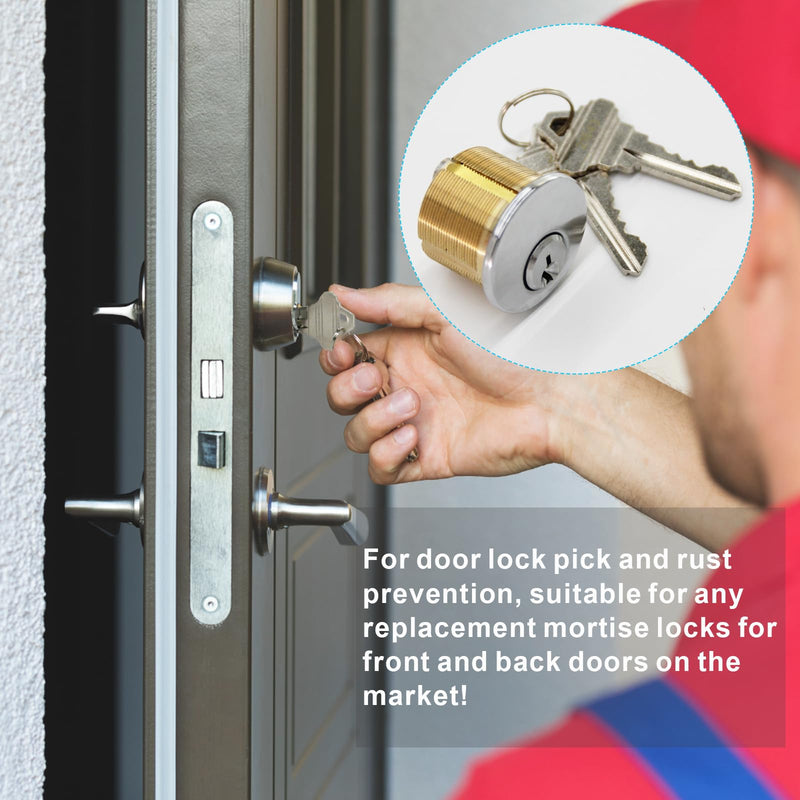 2Pcs Brass Mortise Cylinder Locks with 2 SC1 Keyway Keys | Fit Standard Commercial Door Replacement Lock Mortise Cylinder for Home Aluminum Door( 1 1/8" Inch - Different SC1 Keys) 1-1/8 inch Door Cylinder Locks