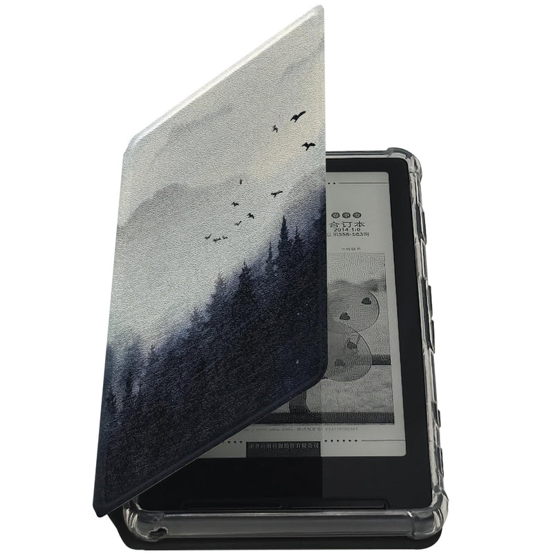 2in1 Magnetic Detachable Flip Case for 4.3'' XTEINK X4 E-Book Reader Ultra-Thin Lightweight Leather & TPU Transparent Cover with Magnetic Closure (Misty Forest) Misty Forest