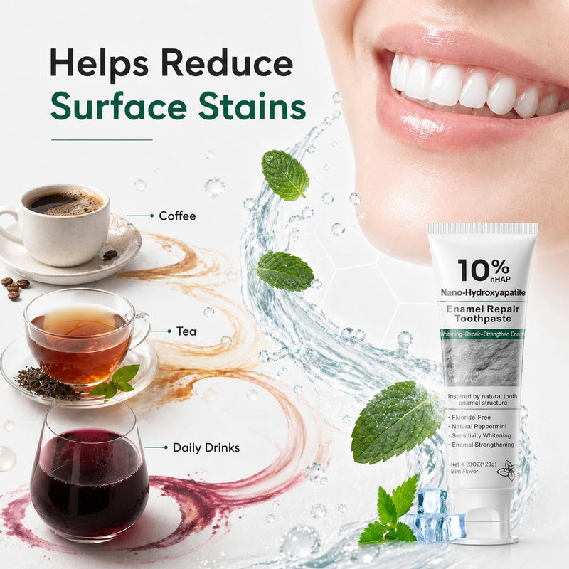 10% Hydroxyapatite Toothpaste, Nano Hydroxyapatite Toothpaste, Fluoride Free Toothpaste for Sensitive Teeth, Helps Rebuild Enamel, Remineralizing Toothpaste for Daily Use, 4 Pack