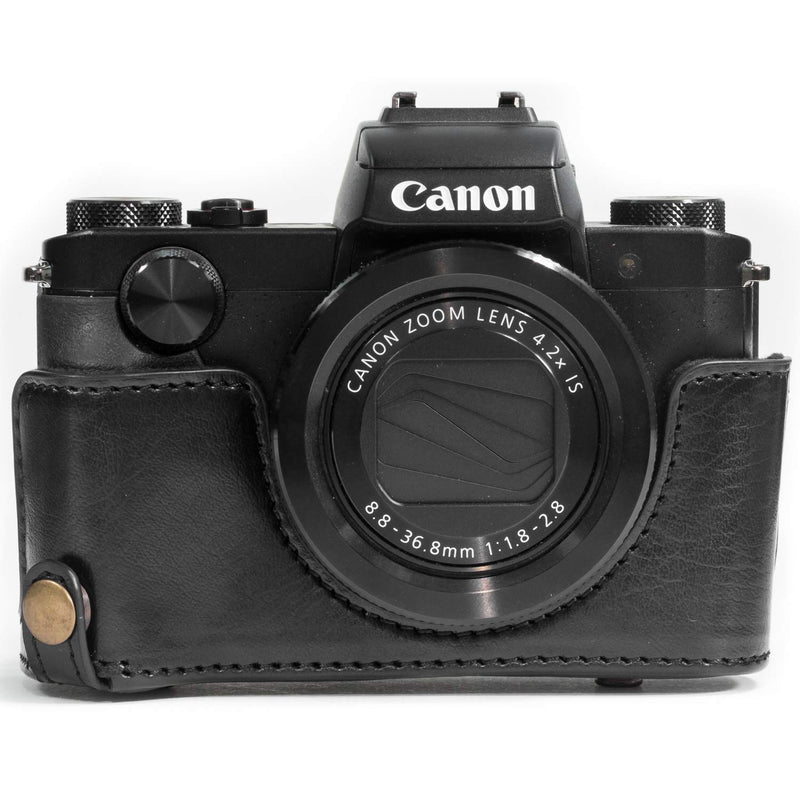 MegaGear Ever Ready Camera Case, Bag for Canon PowerShot G5 X G5X Digital Camera (Black, PU Leather) (MG688) One Size Black