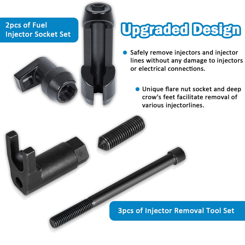Fuel Injector Socket Set and Injector Removal Tool (3418) Fit for Ford Powerstroke Diesel 6.7L 2011-2018 F-250 F-350 F-450 F-550