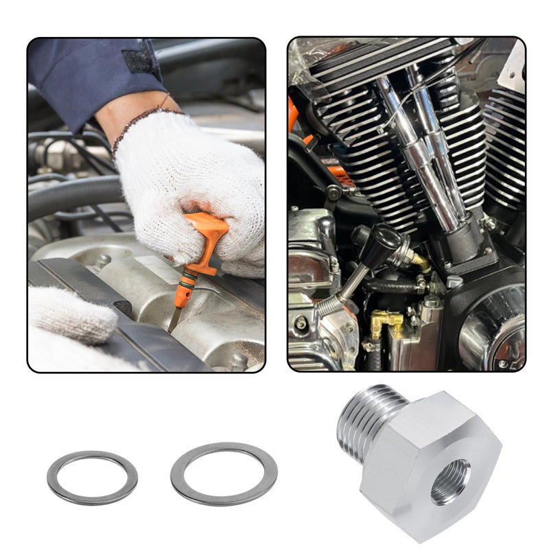2pcs Oil Pressure Sensor Adapter, M16x1.5 M12x1.5 to 1/8 NPT Temp Sensor Adapter Swap Parts Oil Pressure Sender Accessories Compatible with LS Engines