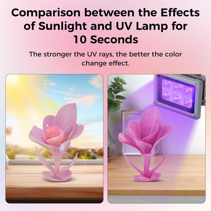 Sovol 3D Printer Photosensitive Filament Single Color Light Change PLA 1kg (2.2 lbs) Spool 3D Printing Materials, Dimensional Accuracy +/- 0.03 mm, 1.75 mm, Light Change Purple 1 KG