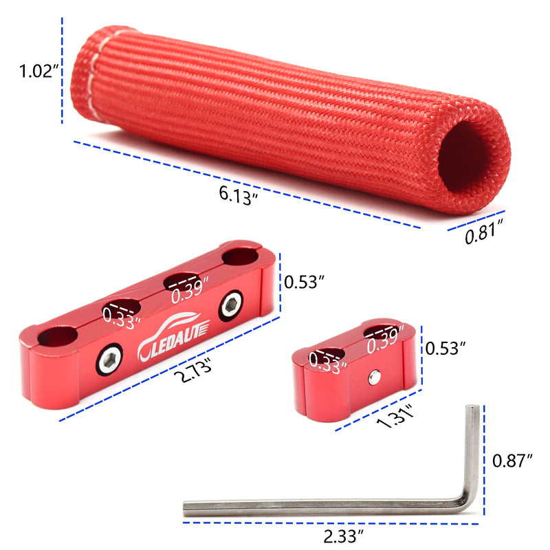 Red 8Cyl Spark Plug Heat Shield Protector and 12pc Engine Separator Insulating Fire Sleeve Wire Protector with Divider Suit for 8mm 9mm 10mm 18PCS Red