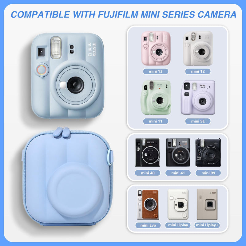 Camera Case for Fujifilm Instax Mini 13/12/11/EVO/SE Camera, Blue Hard Shell Case
