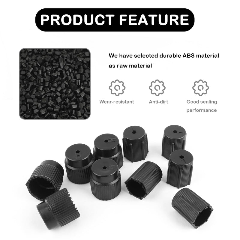10PCS Car AC Service Valve Cap Kit - 0.54 inch Low Pressure & 0.66 inch High Pressure Port Caps, Strong Sealing for Most Cars