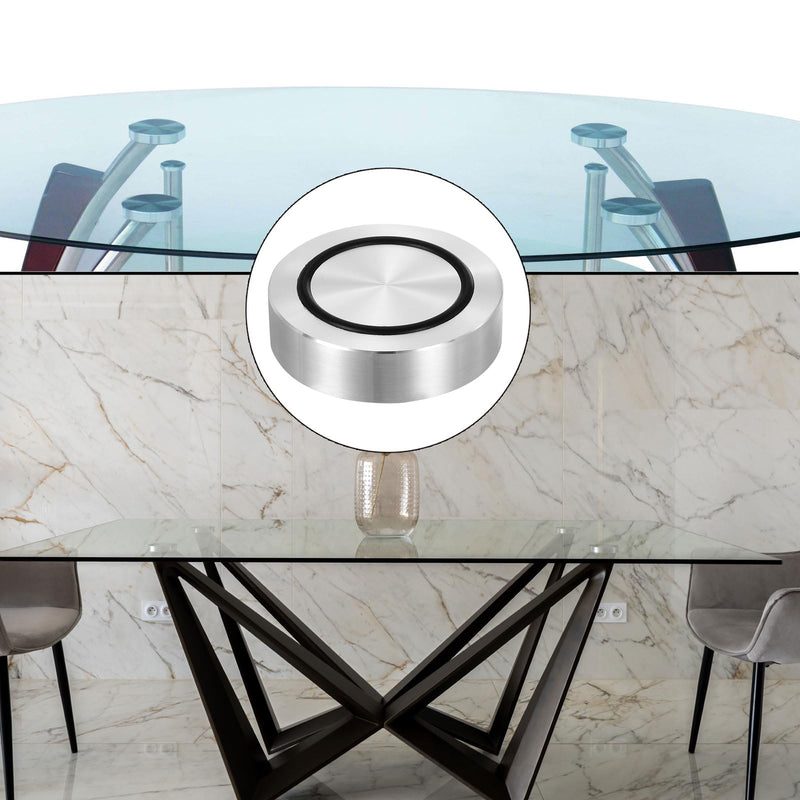 uxcell M8 Thread 55mm / 2.2" Dia 15mm Thick Aluminum Circle Disc Glass Top Adapter 4pcs Round Solid Table Feet Pad Plate Hardware with Anti-Slip Rubber Ring M8 x 55mm x 15mm