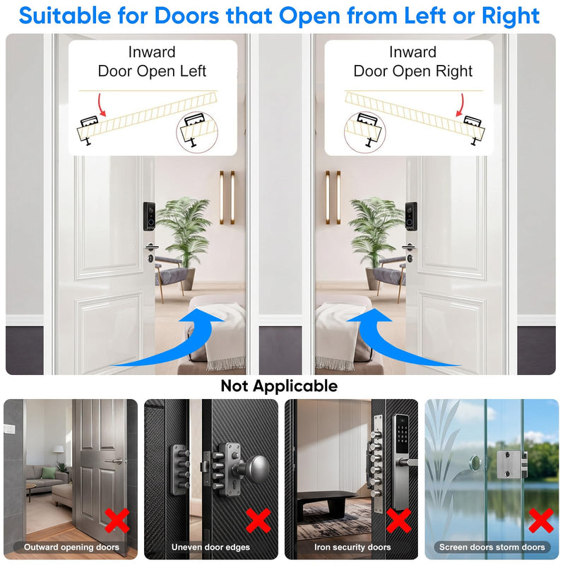 Anti-Theft Doorbell Mount for Eufy Doorbell E340/C30/C31, No-Drill Adjustable Mounting Bracket for Eufy Doorbell Camera E340, Fully Metal Video Door Camera Mount for Home Apartment Rentals Room