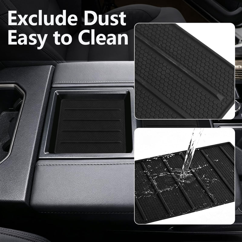 Console Tray Liner for Toyota Tundra 2022-2026 & Sequoia 2023-2026, 2 Pcs Anti-Slip Silicone Mat, Fits SR SR5 Limited Only