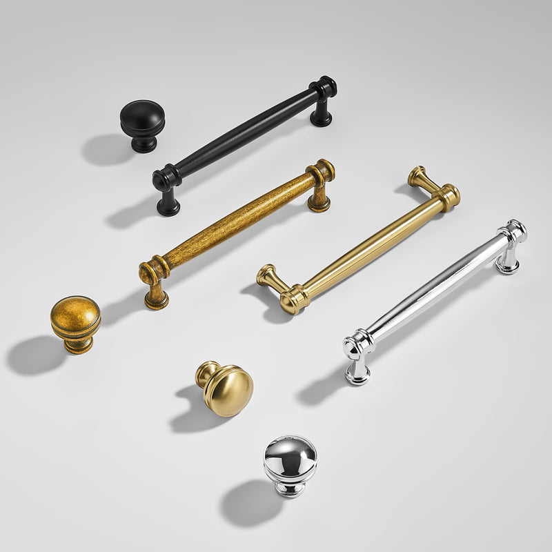 5 Pack 5 Inch(128mm) Vintage Antique Brass Cabinet Pulls Kitchen Cabinet Hardware for Cupboard Drawer Handles Dresser Pulls 5 Pack
