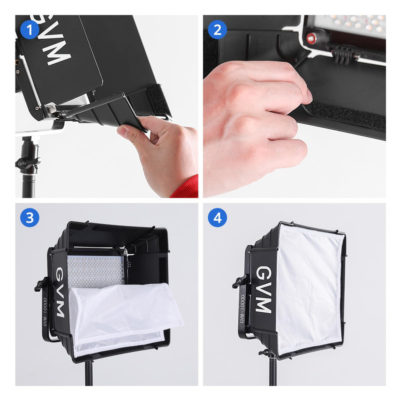 GVM Foldable Softbox with Diffusers/Honeycomb Grid, 2 Packs Softbox Lighting Kit Compatible with GVM 680RS/880RS/1000D RGB Video Light for YouTube/Portrait Photography/Product Shoots/Live Streaming