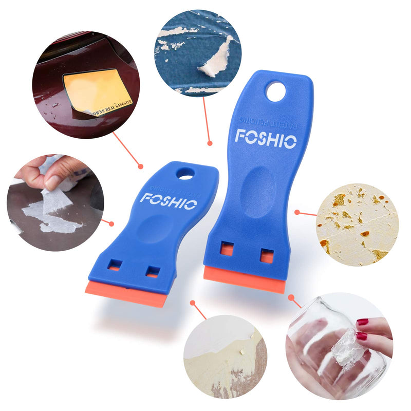 FOSHIO 20PCS Blue Plastic Razor Blade Scraper Tool for Gasket Remover, Sticker Remover, Labels Decal and Adhesive Remover for Windows and Glass With Blue Scraper (20 Pack)
