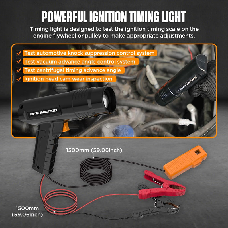 Timing Light Automotive 12V Engine Inductive Ignition Timing Light Gun Strong Flash Timing Lights for 2&4 Stroke Petrol Engine with 10FT Test Lead,Reverse Polarity Protection for Car Motorcycle Marine
