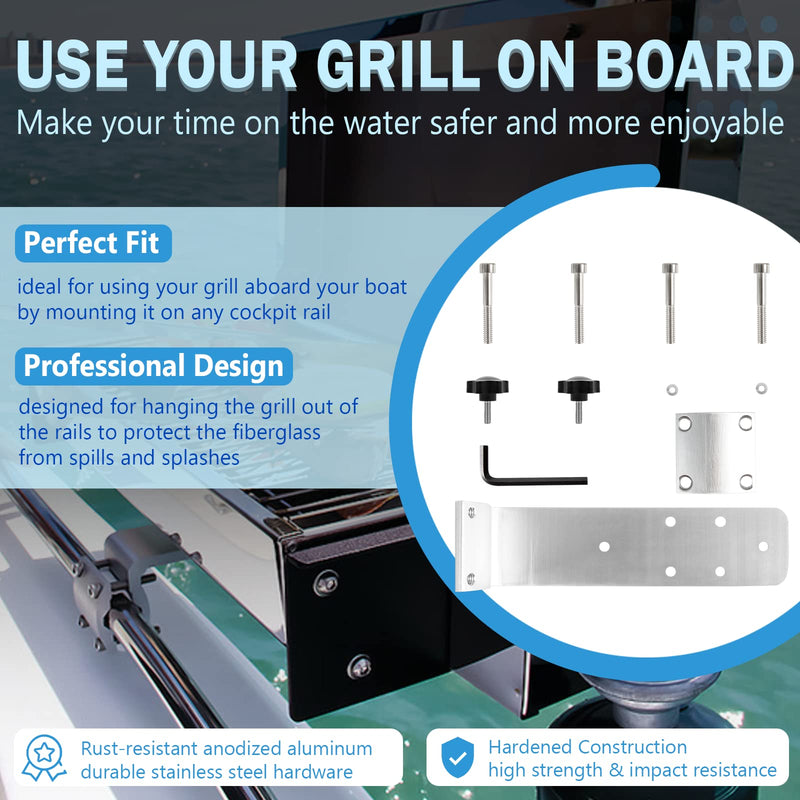 Bonbo 58182 Replacement for Any Kuma BBQ Grill Inboard/Outboard Marine Rail Mount Grill Bracket Kit