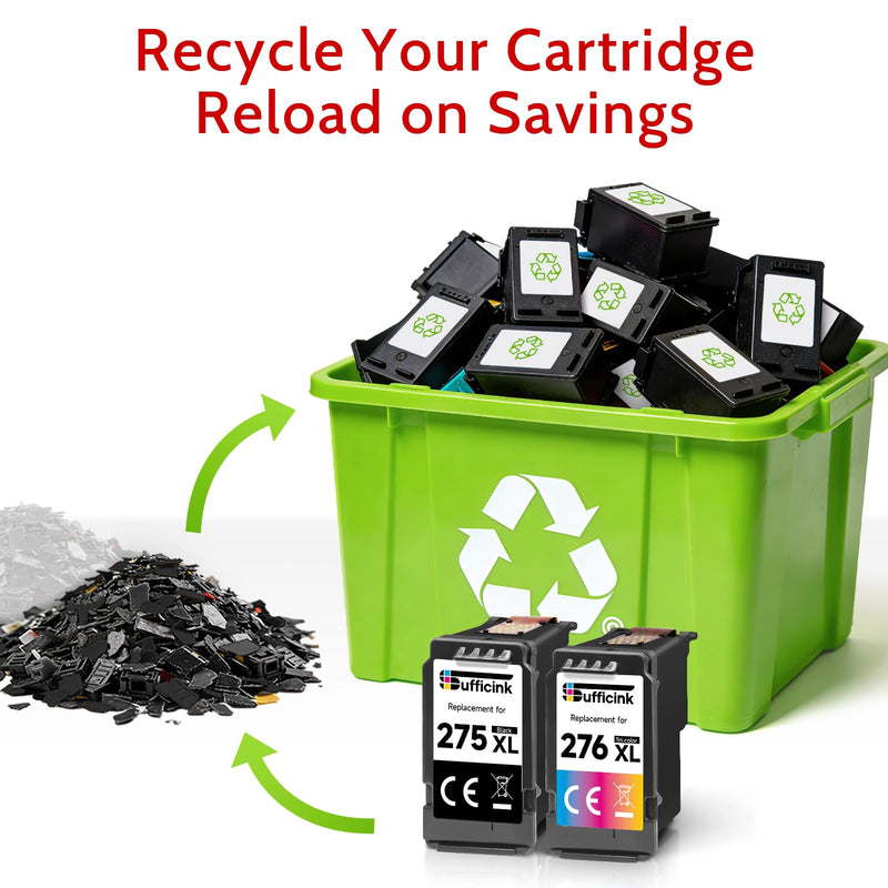 PG-275XL CL-276XL Replacement for Canon 275 and 276 Ink Cartridges Compatible for Canon Ink 275 and 276 275XL 276XL fit for PIXMA TS3722 TR4720 TS3700 TS3522 TR4700 TS3500 TS3520 TS3720 TR4722 Printer