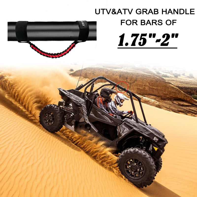 UTV Roll Bar Grab Handles for Polaris RZR Can Am,UTV Grab Handles fit 1.75"-2" Rollbar,ATV Passenger Grab Handle Grips 2Pcs(Red) Red