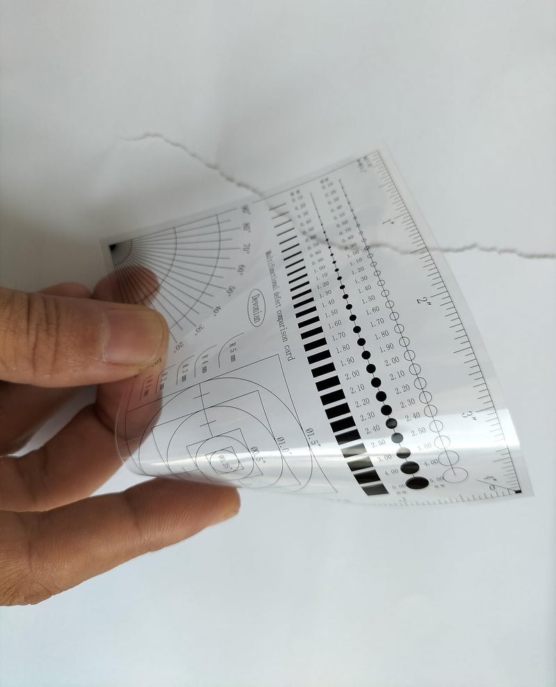 Multi-Function Inspection Gauge - Crack/Scratch/Angle Measurement Tool for Surface Defects & Size Comparison | Dual-Sided Laminated Wear-Resistant Ruler, 5PCS