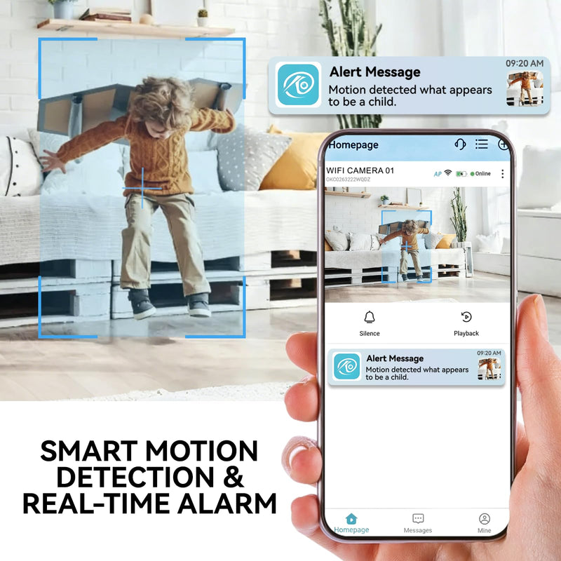 4K Indoor Mini WiFi Hidden Camera:with Motion Alerts&Night Vision(black) | Mini spy camera for home, Wireless Nanny cam Works with APP control,Free Cloud Storage black