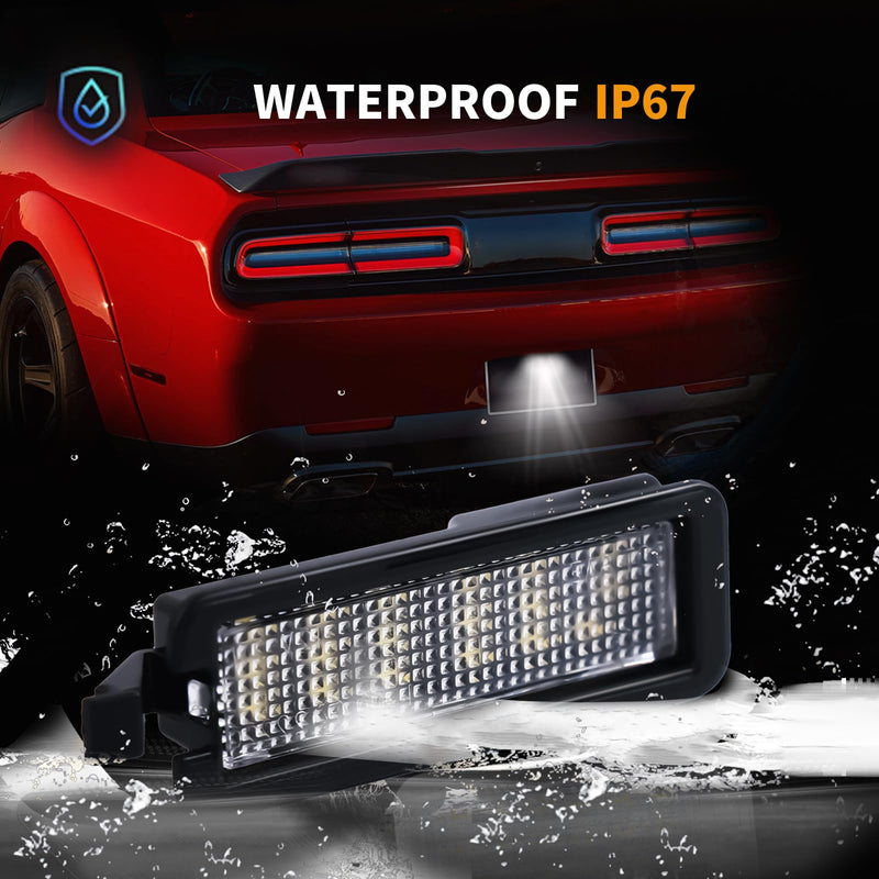 LED License Plate Light For 2015-2022 Dodge Charger Challenger Chrysler 300 Pacifica Jeep Compass Tag Lamp Assembly, 6000K White 1PCS