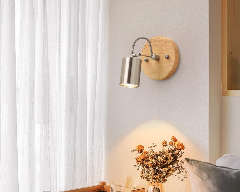 2 Pack Ceiling Spotlights Indoor with Rotatable Adjustable Light Head, Brushed Nicke Spot Light Wooden Base for Bedroom, Kitchen, Living Room, GU10 Bulb not Included Nickel-2pack