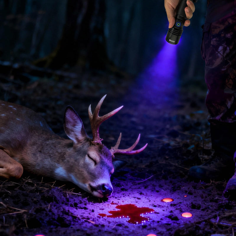 Rechargeable UV Blood Tracking Flashlight for Hunting at Night Hunting Black Light for Blood Detection,Spray Luminol Blood Will Glow UP (10W) 10W