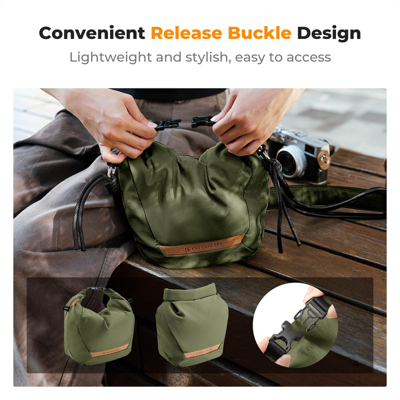 K&F CONCEPT Camera Sling Bag Small Camera Compact Case | Cute Soft Camera Pouch, Handbag, for Urban Street Photography, BS05 03-Green